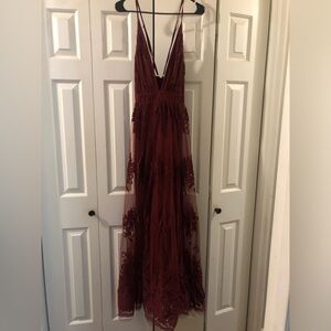 Showpo Burgundy Backless Dress